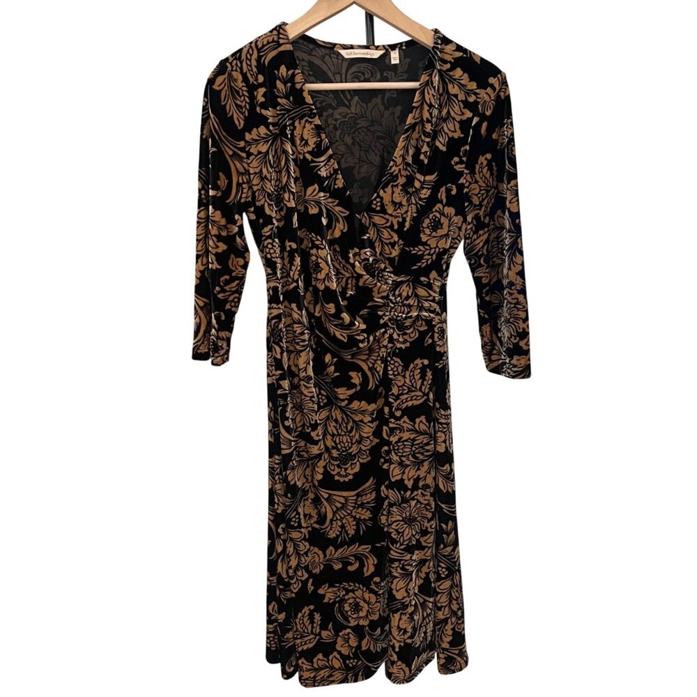 Soft Surroundings Women Velvet Wrap Dress Size S Whimsigoth Romantic Elegant